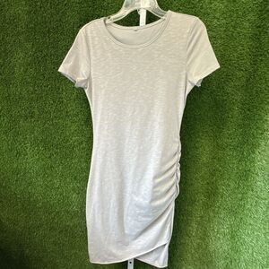 Unbranded Knee Length Beige Ruched Sheath Dress ~ Sz S ~ Short Sleeve